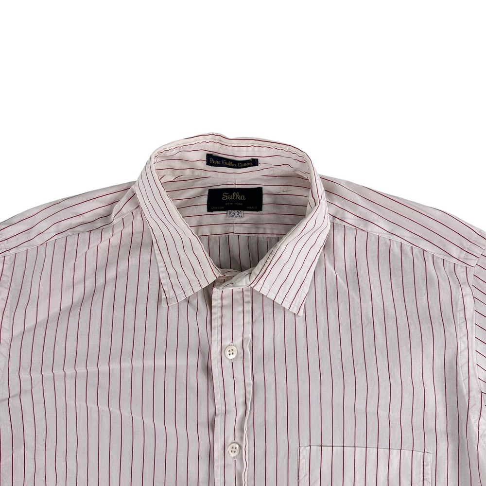 Sulka Shirt Mens 16.5 34 Striped Dress Shirt Long Sleeve Classic‎ Made In USA